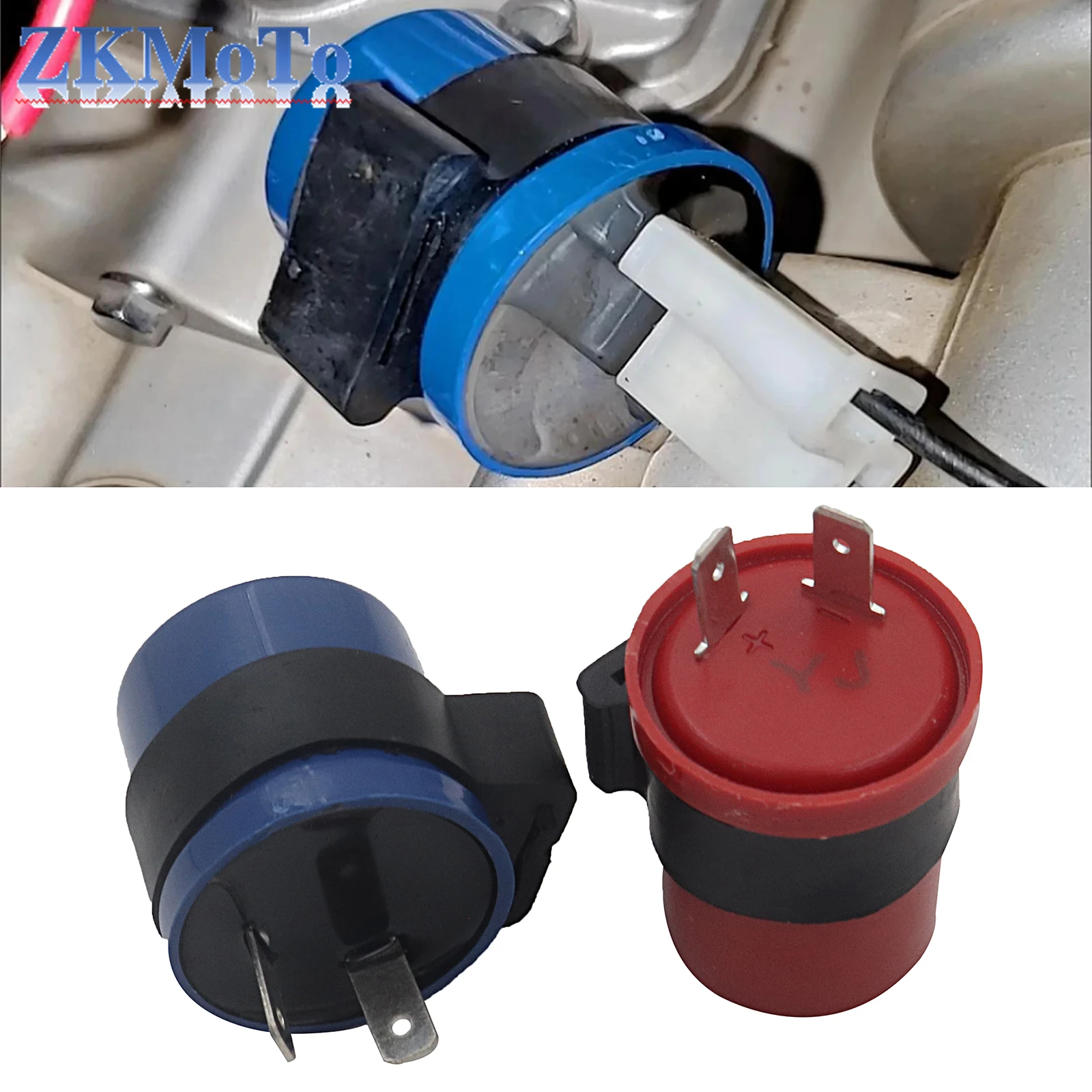 DC 6V 12V Input Motorcycle Blue Inbuilt Beeper Flasher Turn Signal LED Blinker 2 Pins Motor Buzzer Flasher Relay Indicator