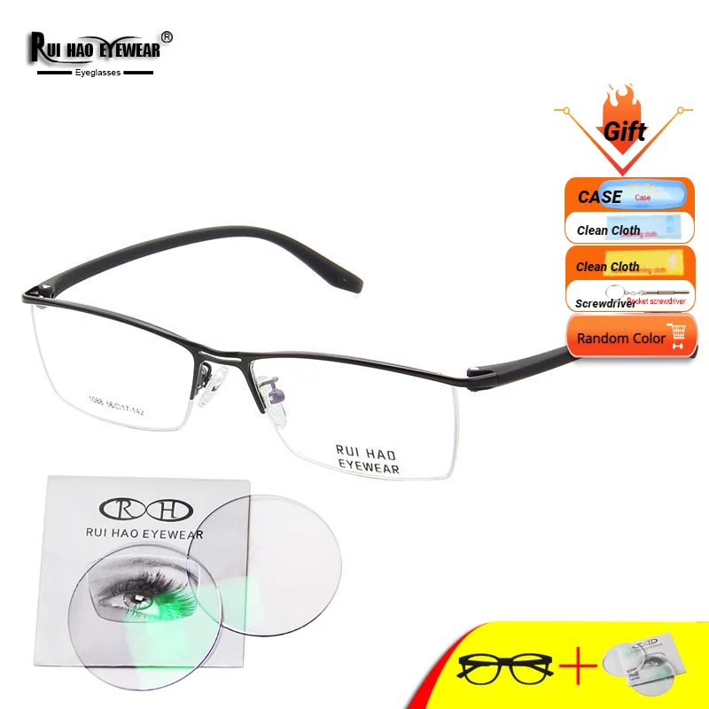 

Half Rimless Glasses Frame Customzie Recipe Lenses Optical Myopia Progressive Prescription Eyeglasses Spectacles1088