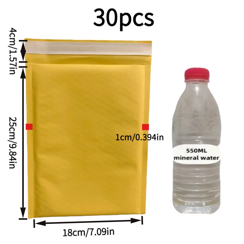 30 Yellow Kraft Bubble Mailers – Thickened, Shockproof, Self-Sealing Design