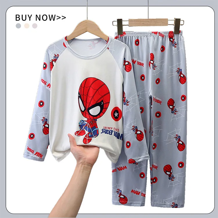 Marvel Spiderman Children Pajama Sets Unisex Breathable Comfortable Nightwear Set Boys Girls Trendy Indoor Clothes Autumn