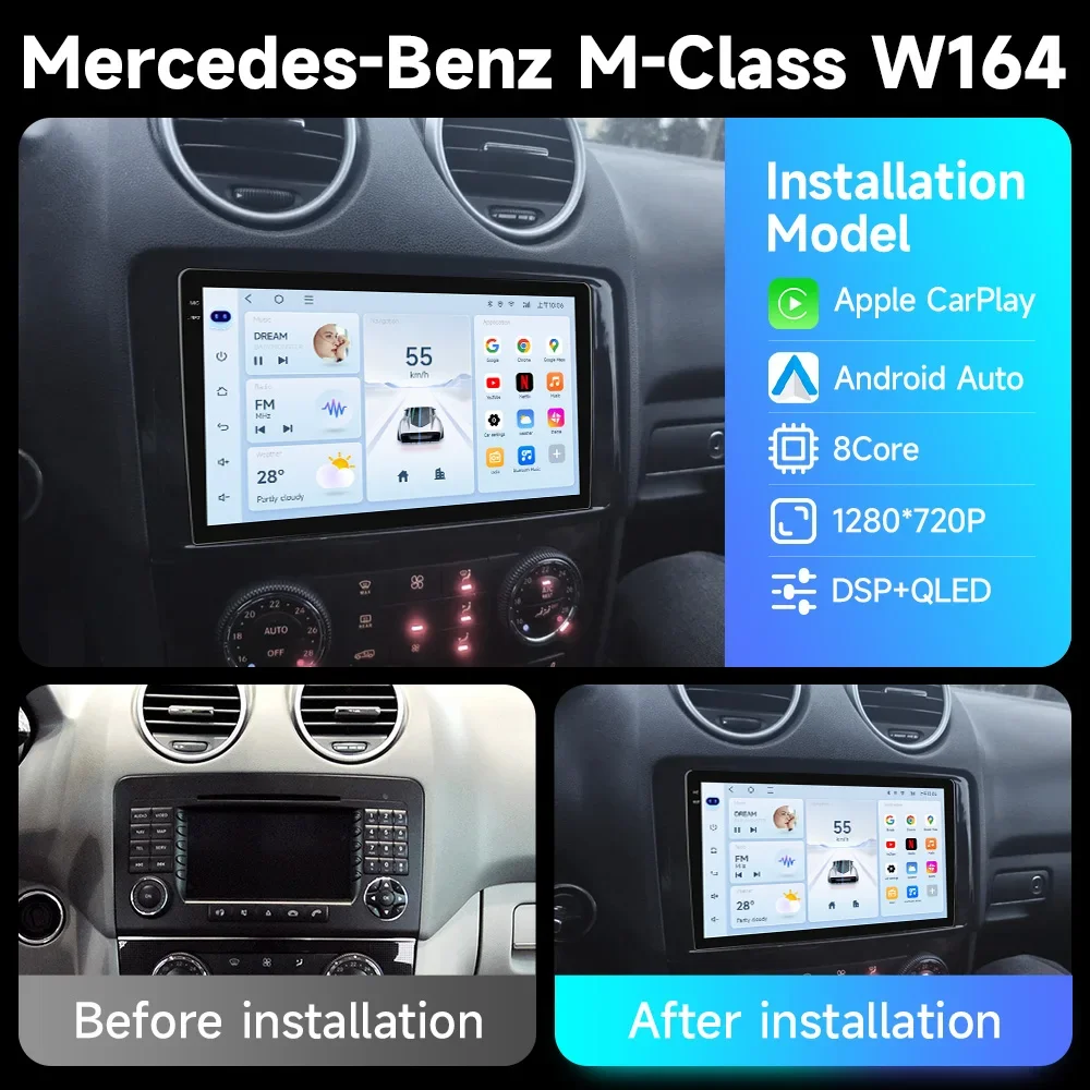 JIUYIN  Android 15 Car Radio For Mercedes Benz M-Class W164 GL-Class X164 ML GL 2005-2012 wireless CarPlay Android Auto 2din DVD