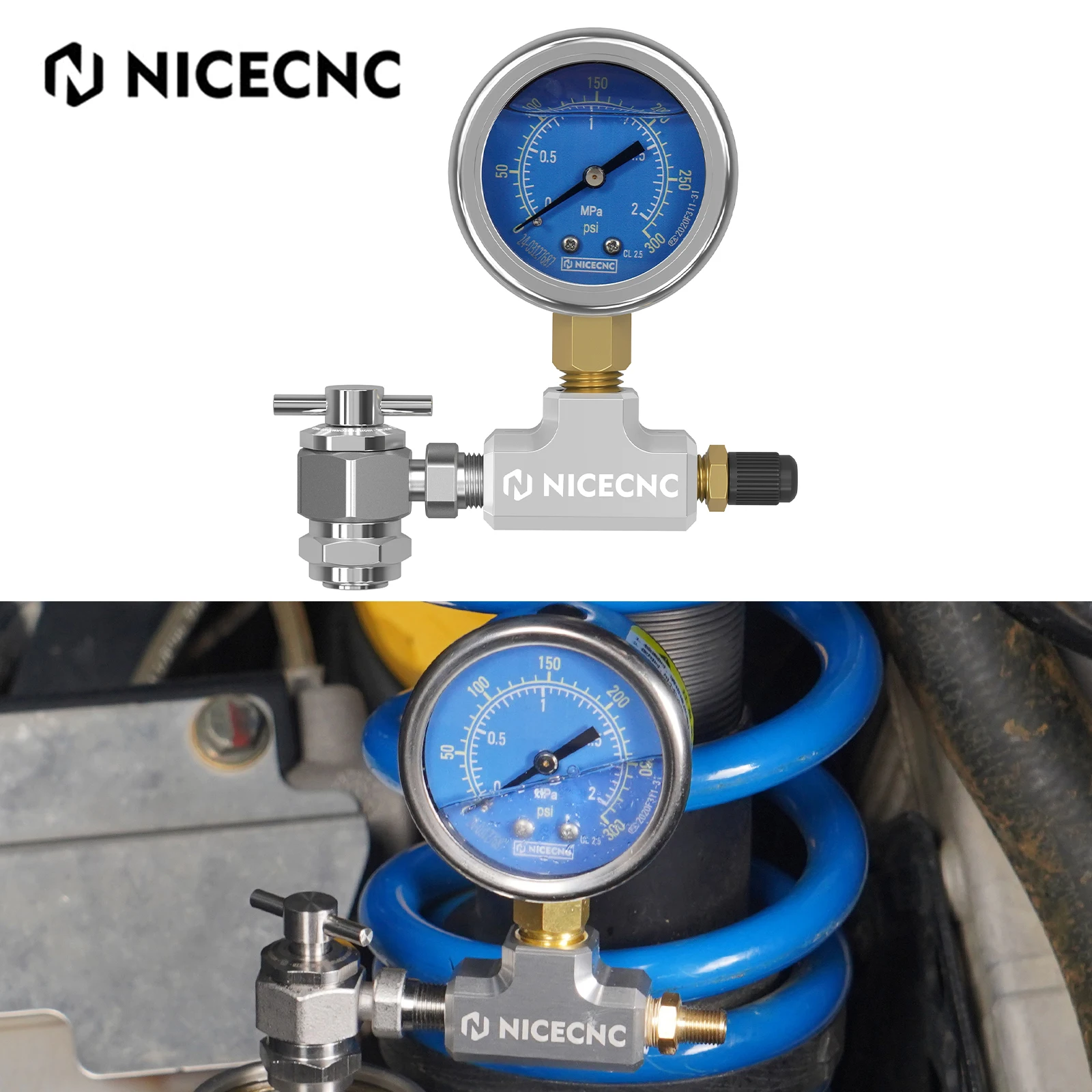 

300PSI Nitrogen Regulator Filling Tool Kit No-Loss Air Chuck With Schrader Valve Shock For KTM Honda Yamaha Raptor Polaris CanAm