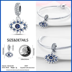 سحر عين الشيطان الكلاسيكي للنساء، 100٪ حقيقي، 925 فضي، خرز، يناسب أساور باندورا الأصلية، رفيعة، DIY، صناعة المجوهرات أفضل 10 ملابس تخرج للأطفال من الذكور - No10