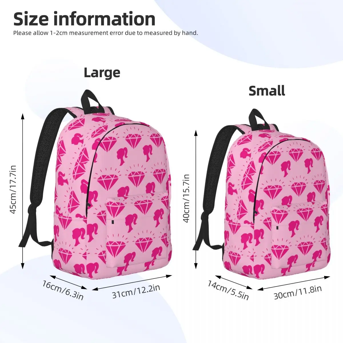 Custom Barbies Doll Diamond Canvas Mochilas, impermeável College School Bag, Print Bookbag para homens e mulheres