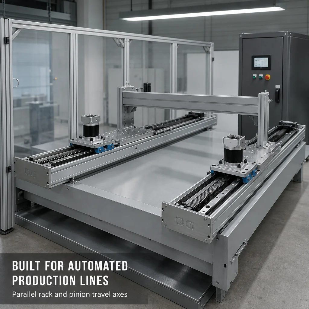 Parallel Rack Drive Linear Modules With Vertical Servo Gearbox Pre-Drilled Carriage For Gantry Automation