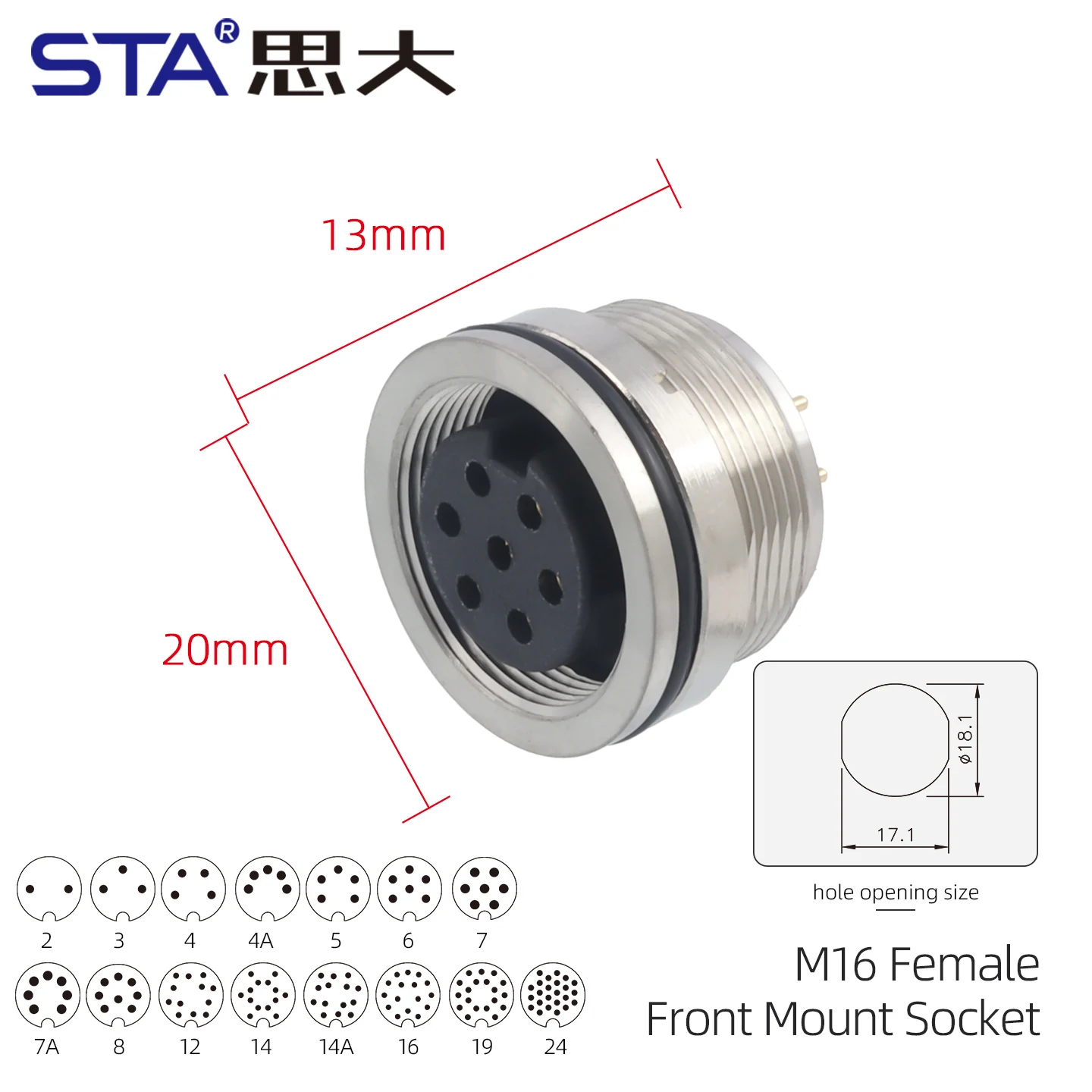 Aviation plug M16 2/3/4/5/7/8/12/17/19/24Pins Male Female Metal PCB type waterproof IP67 Grade Circular Automation Connector