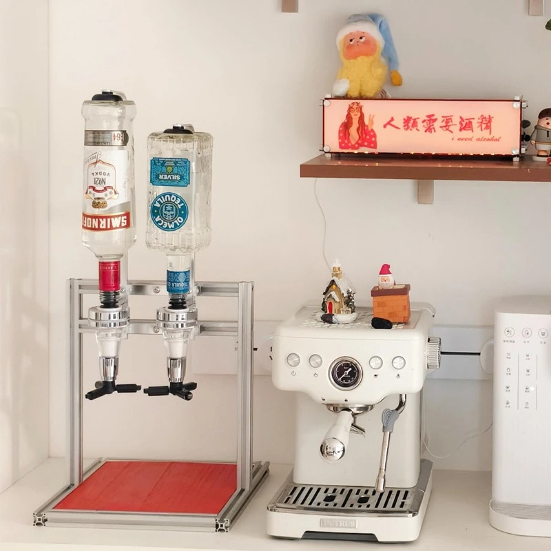 Metal aluminum profile double-headed wine jug rack, coffee machine, wine jug rack, bartending storage rack, creative furniture