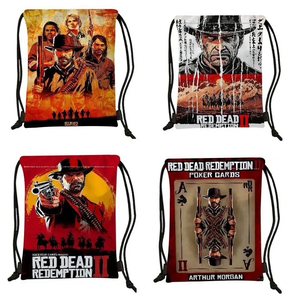 لعبة TV-Red-Dead-Redemption 2 حقائب برباط مطبوعة حقائب هدايا للحفلات، حقائب ظهر برباط رياضية للصالة الرياضية والسفر والاستخدام الترفيهي