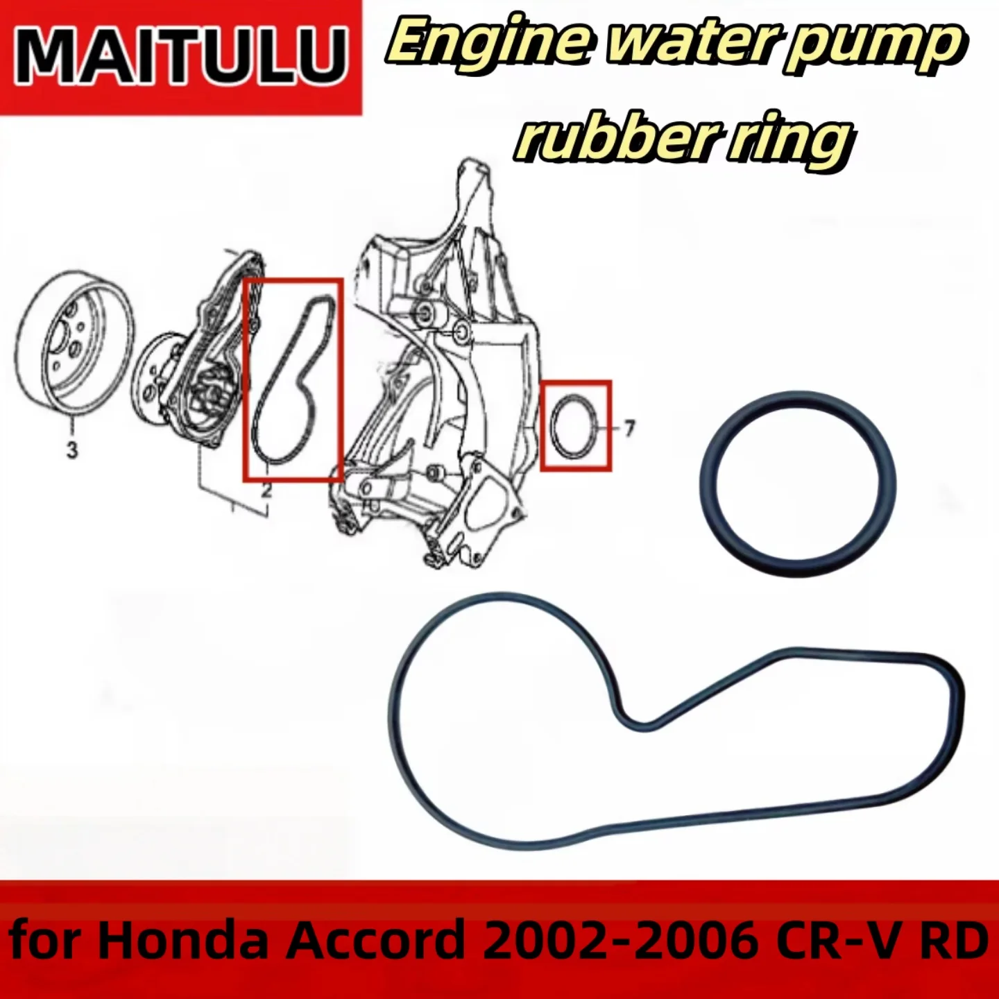 

O-ring 43.8mm 3.1mm 19322-PCX-003 for HONDA honda Accord 2002-2006 CR-V RD Car water pump seal rubber ring pad 19222-RAA-A01