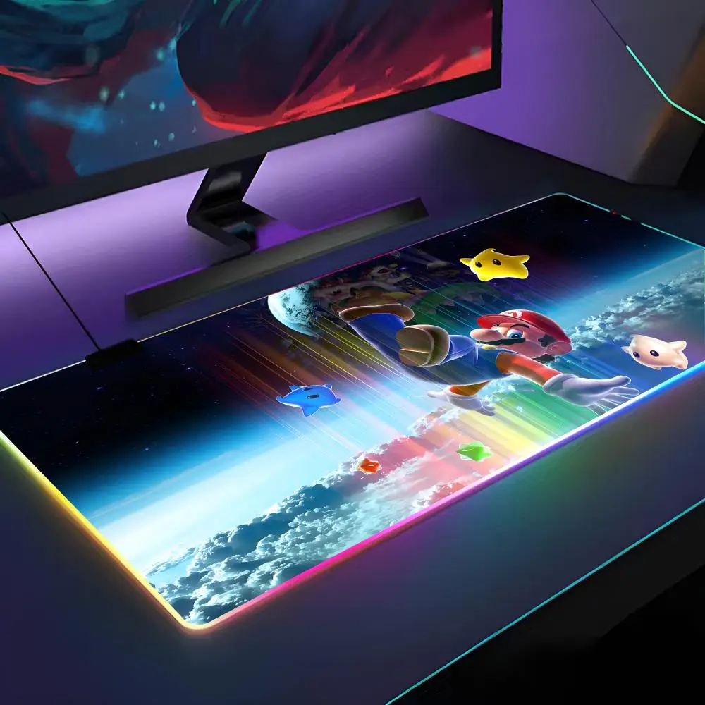 

Hot Game Super Cool M-Mario Bros Mouse Pad RGB Backlit Mouse Pad Laptop Mouse Pad Laptop Gamer Computer Desk Gaming Accessories