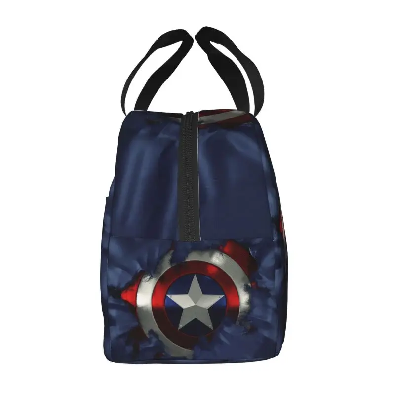 Captain America Insulated Lunch Box for Women Portable Warm Cooler Thermal Lunch Bag Camping Food Picnic Container Tote Bags