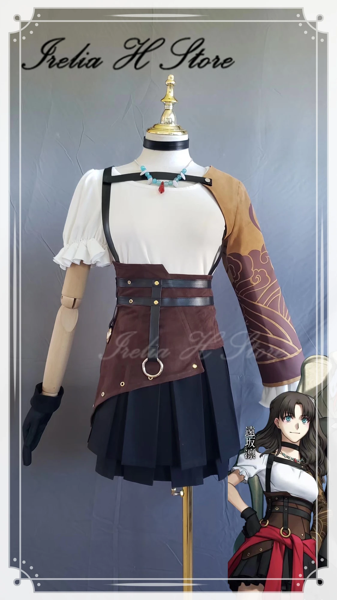 

Irelia H Store Fate/Grand Order FGO Tohsaka Rin Cosplay Costume Tohsaka Rin Daily Dress female Summer shirt Jk Skirt Customized