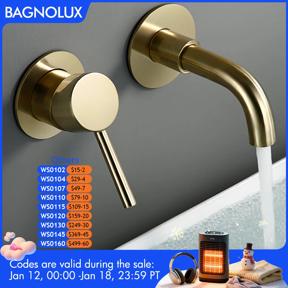 Bagnolux Filo di Disegno Oro Nascosta Bacino Del Bagno Rubinetto In Ottone Foro Rotondo Uscita Acqua Bagno Decorazione Dell'hotel Rubinetto