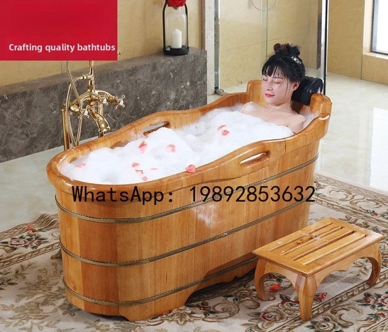 W31- Adult Full Body Bath Wooden Tub Bathtub Home Use Solid Wood Tub Beauty Salon Soaking Wooden Tub Herbal Bath