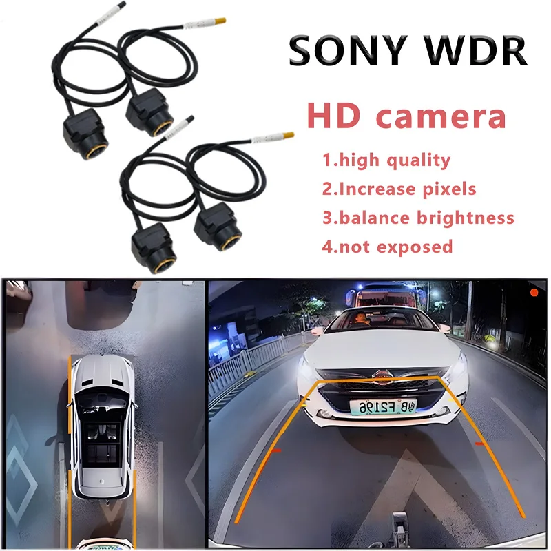 3D AHD1080P 360 Panoramic Camera Right+Left+Front+Rear View Camera System of Android Auto With dedicated hole opener Golden lens