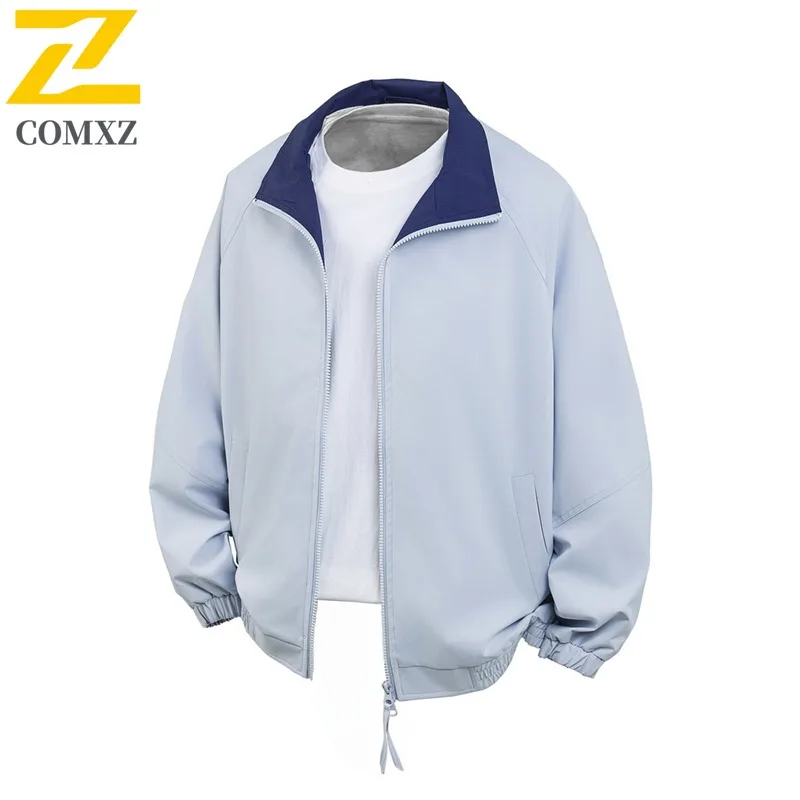 

COMXZ 2025 Мужская куртка Американская винтажная модная уличная одежда с воротником-стойкой для путешествий Высококачественное ветрозащитное пальто Легкая верхняя одежда