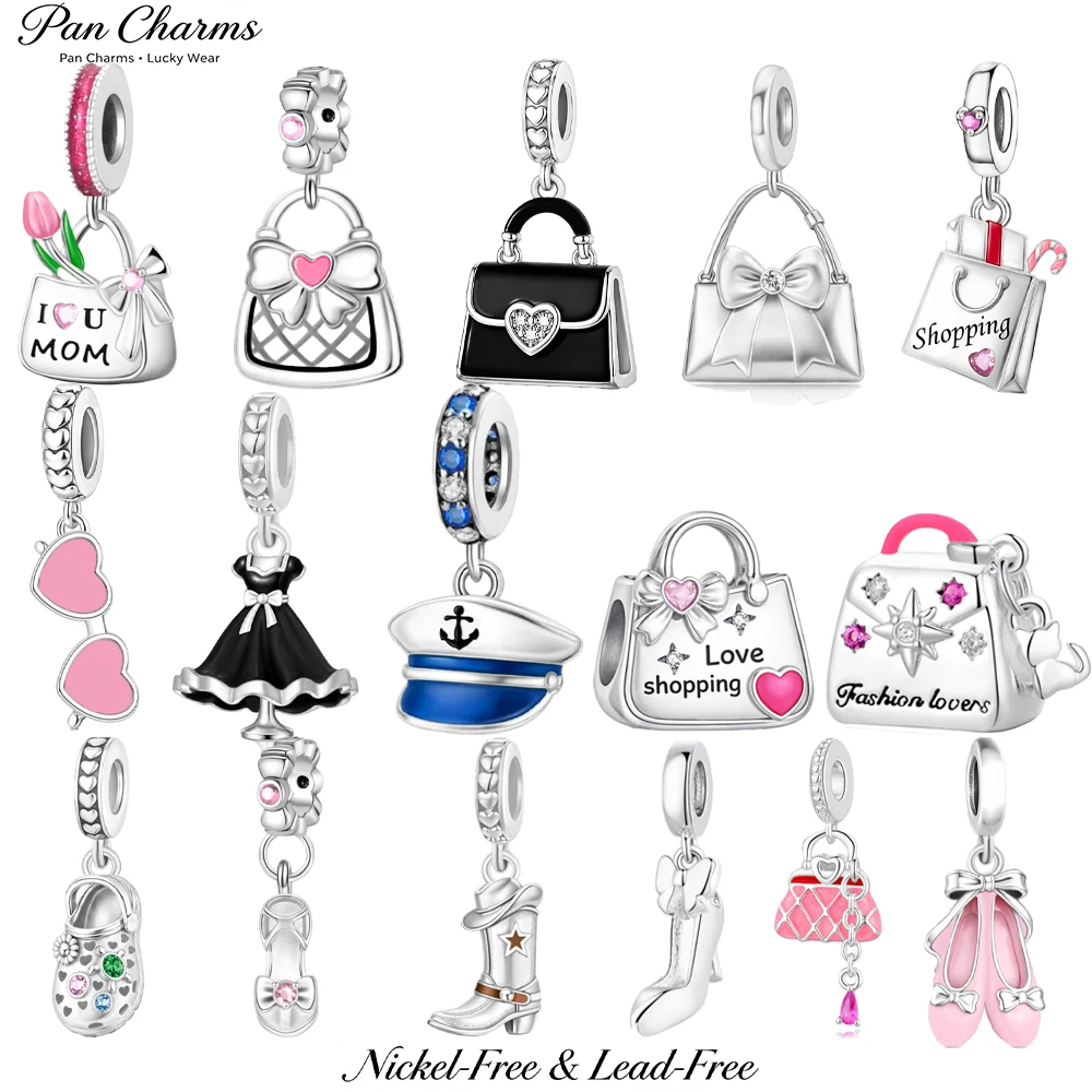 Pan Charms Fashion Handbag Purse Pendant Charm Beads Fit Original Bracelet Jewelry DIY Cute Birthday Gift for Women Girls Her