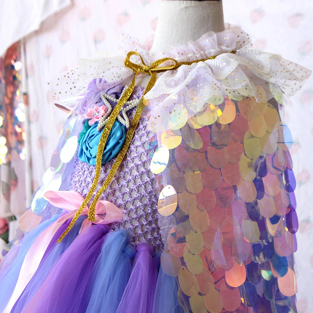 

Pearl Princess Cloak Fancy for Kids Girls Christmas Outfit Clothing Cosplay Child