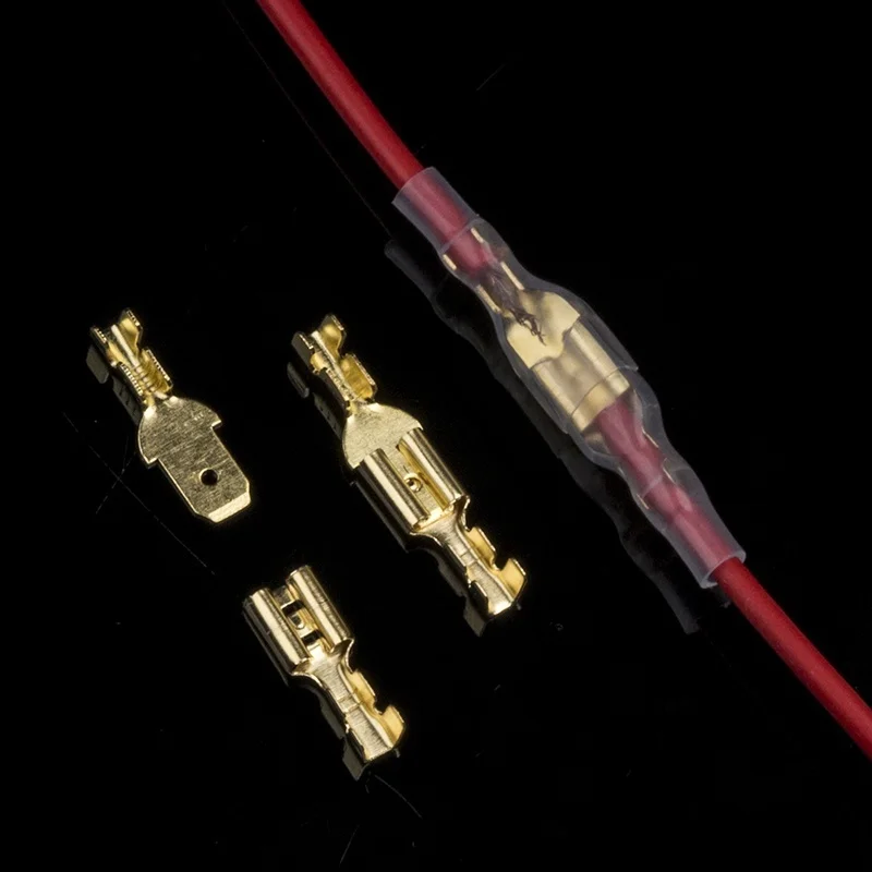 100Pcs/Lot 2.8/4.8/6.3mm Female Male Crimp Terminal Wire Connector Gold Brass/Silver Car Speaker Electrical Cable Terminals Kit