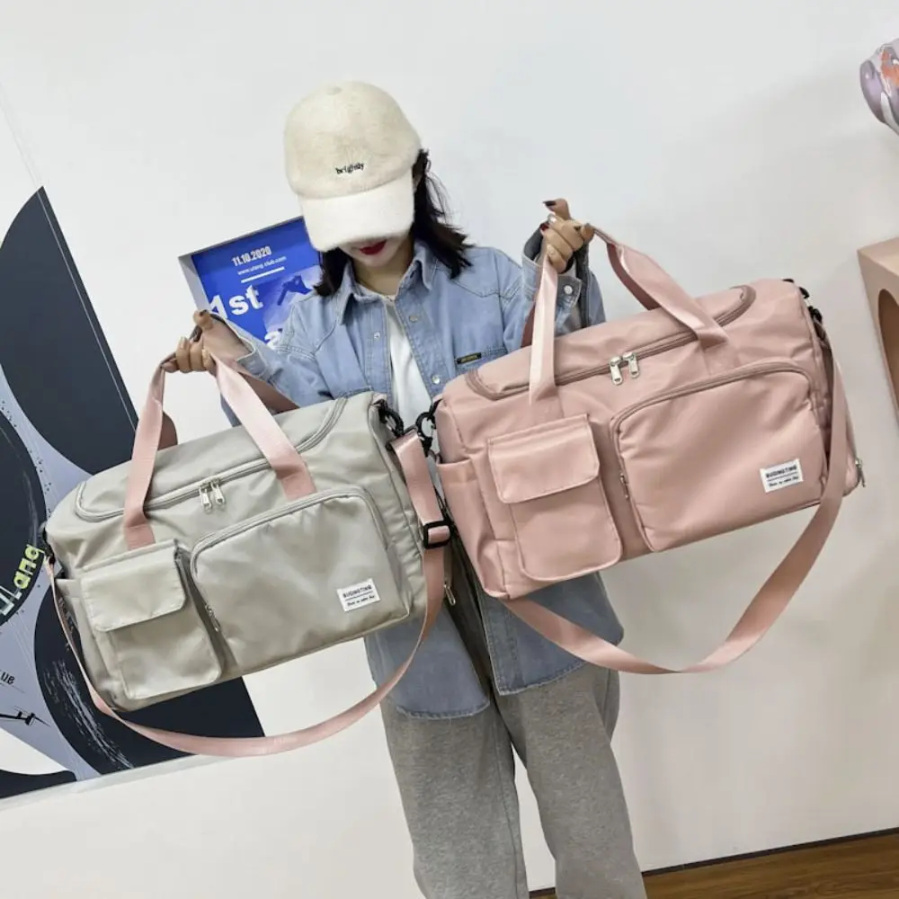 

Oxford Travel Luggage Bag Foldable Sturdy Nylon Duffle Bag with Shoe Compartment Multi-functional Large Capacity Handbag