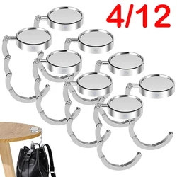 4/12Pcs Folding Bag Hanger Rack Portable Alloy Handbag Table Hook Non-Slip Multipurpose Purse Key Holder for Storage Accessories