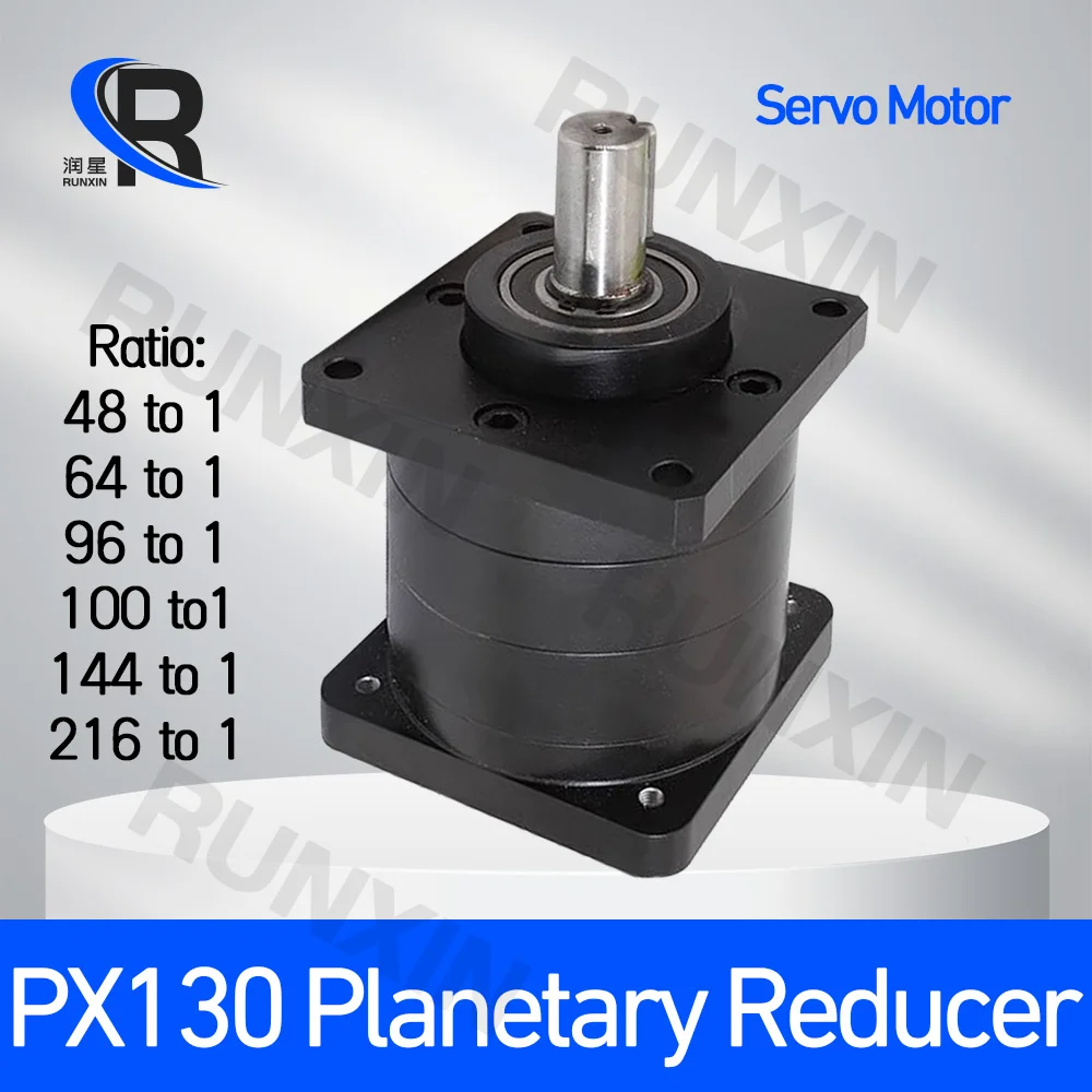 PX130 Redutor Planetário, Redutor de Engrenagem, Relação 48, 64, 96, 100, 142, 216, 22mm Entrada, 28mm Saída, Nema52 130 Servo Motor Max, 160N.m