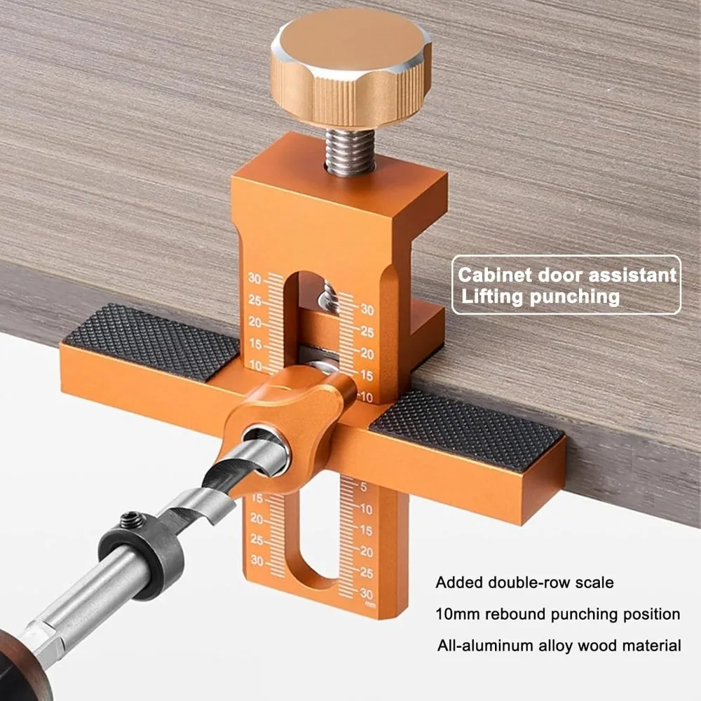 Woodworking Cabinet Door Installation Jig Door Panel Installation Rebounding Device Drilling Tool 2 In 1 Quick Positioning Tool