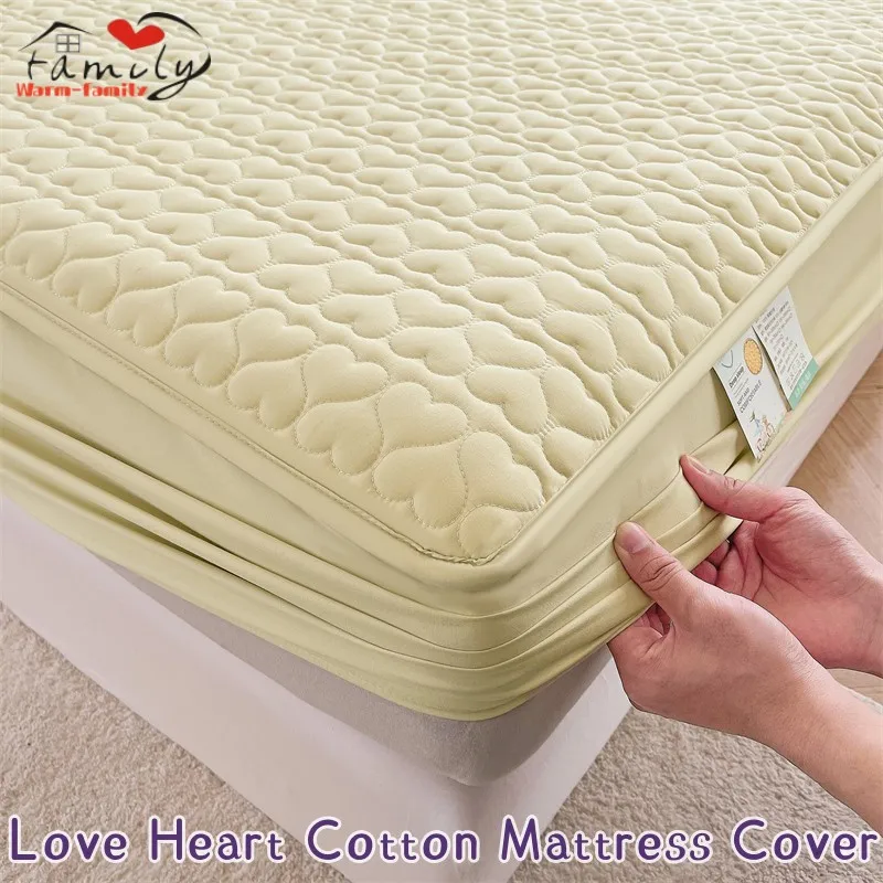 100% Cotton High Density Thicken Quilted Mattress Cover Stitched Bed Sheet Dust Cover Double King Queen Thick Fitted Sheet