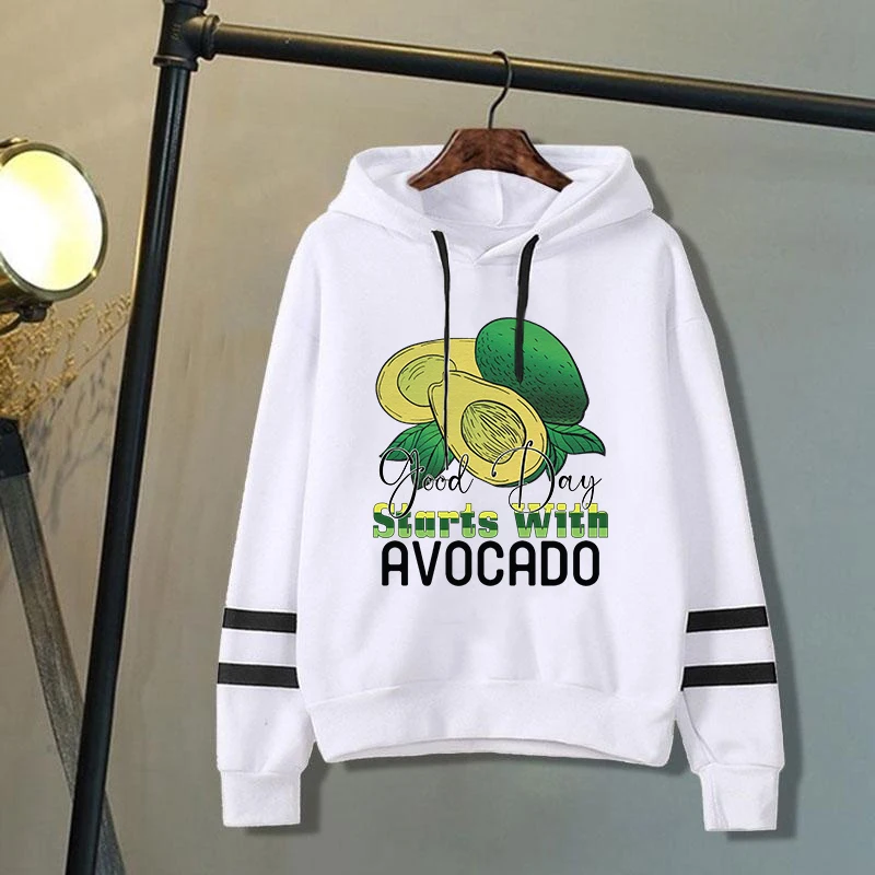 

New Funny Good Day Starts With Avocado Print Hoodie Women Men Casual Pullover Personalized Sweatshirt Plus Size