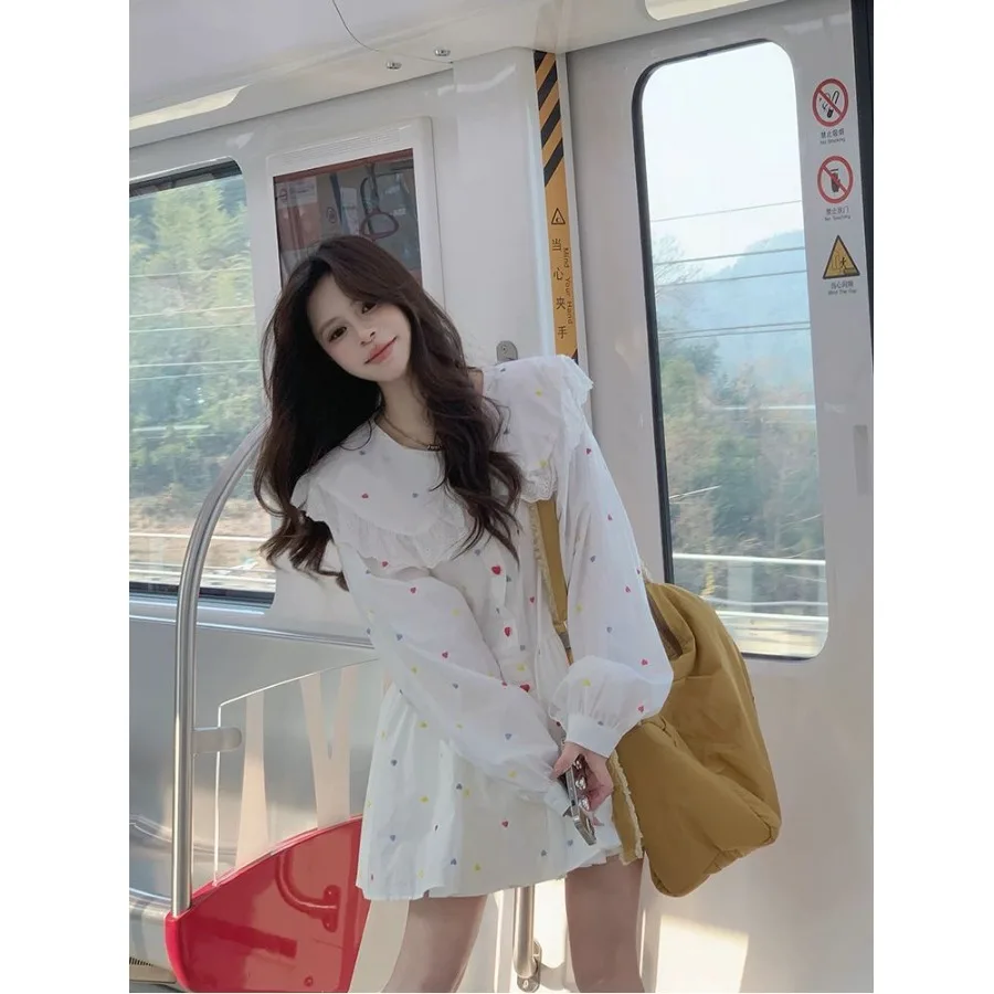 

【New style】Sweet doll dress, cute loose new style, age-reducing print, long-sleeved, slimming short skirt for women