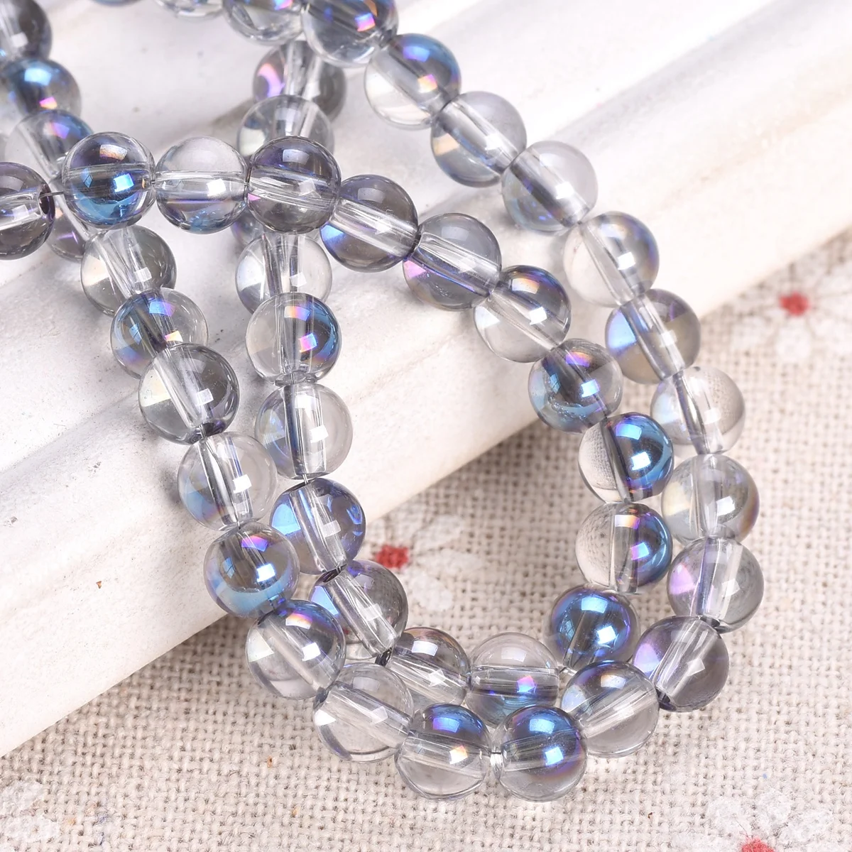 Round 4mm 6mm Half Blue Plated Shiny Crystal Glass Loose Spacer Beads Wholesale Lot For Jewelry Making DIY Crafts Findings