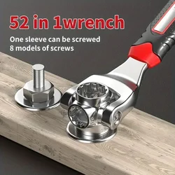 Universal wrench 52 in one universal ratchet spline bolt socket portable 360 degree socket wrench maintenance tool