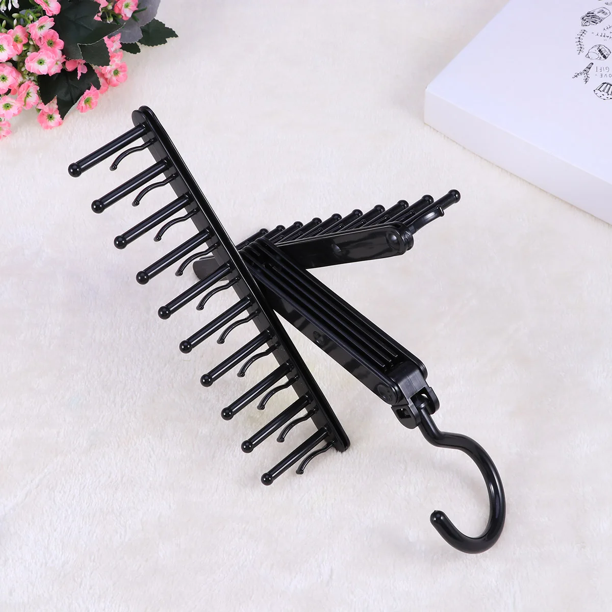 

2 pcs Space Saving Metal Clothes Double Sided Double Sided Tie Scarf Belt Multi Hook Hanger Space Saving Hanger Black
