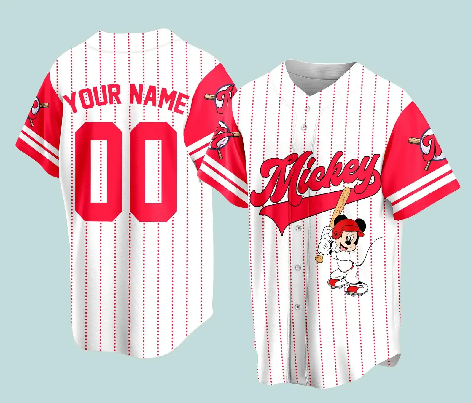 Custom Name Disney Game Day Baseball Jersey Mickey And Friends Baseball Season Outfit For Baseball Fans Disney Baseball Jersey