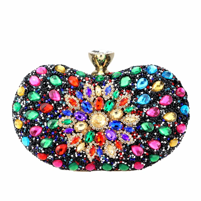 DG PEAFOWL Multi Color Partry Bags Crystal Women Evening Metal Clutches Bag Wedding Party Prom Bridal Handbag Purse