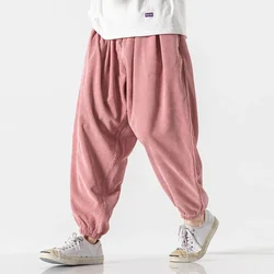 Autumn Winter Pants for Men Japanese Warm Thicken Corduroy Pants Fashion Drawstring Cargo Pants Men Loose Trousers Plus Size 5XL