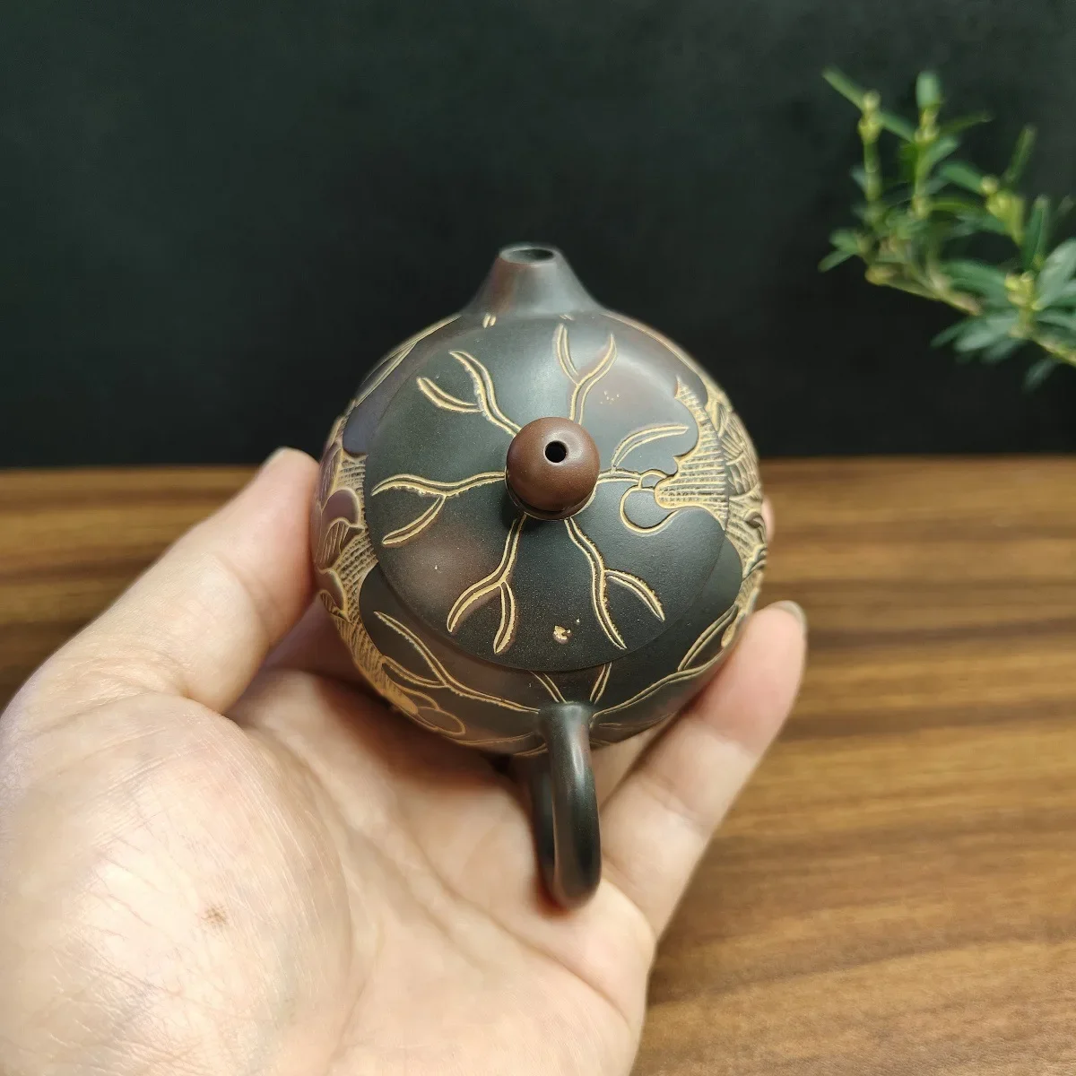Qinzhou Nixing Pottery Teapot Famous Handmade Raw Mineral Ni Material Floating Carving Lotus Small Capacity Tea Set