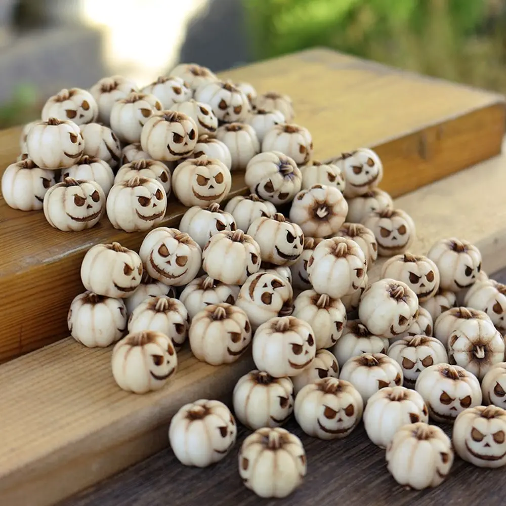 20PCS Resin Miniature Halloween Pumpkins White Orange Green Micro Landscape Mini Pumpkin Ornament Fairy Garden Bonsai Ornament