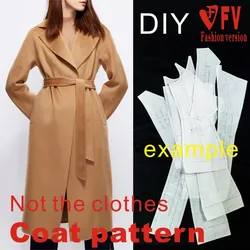 Clothing pattern women's mid-length double-sided woolen coat cutting effect drawing 1:1 physical pattern BFY-380