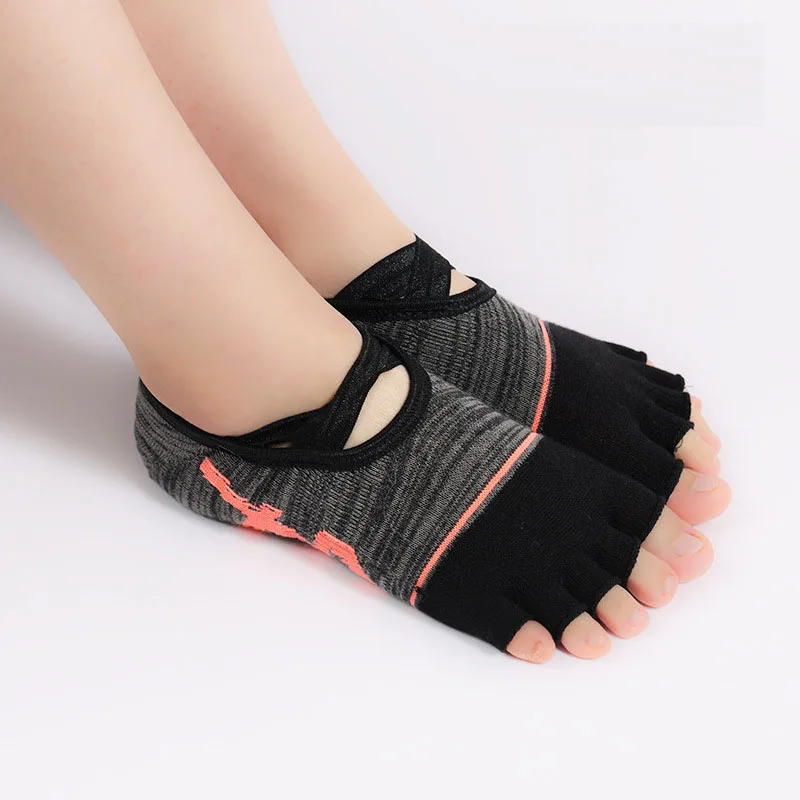 Five Toe Pivot Barre Yoga Socks Women Cotton Dot Silicone Non-slip Grip Pilates Socks