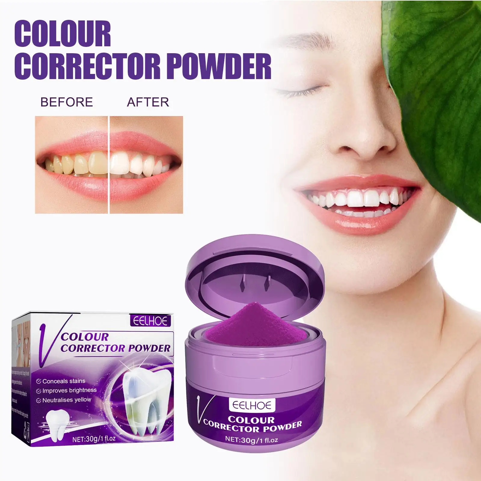 Polvo blanqueador Dental, limpieza bucal, eliminación de manchas de dientes amarillas, placa, aliento fresco, higiene Dental, pasta de dientes brillante