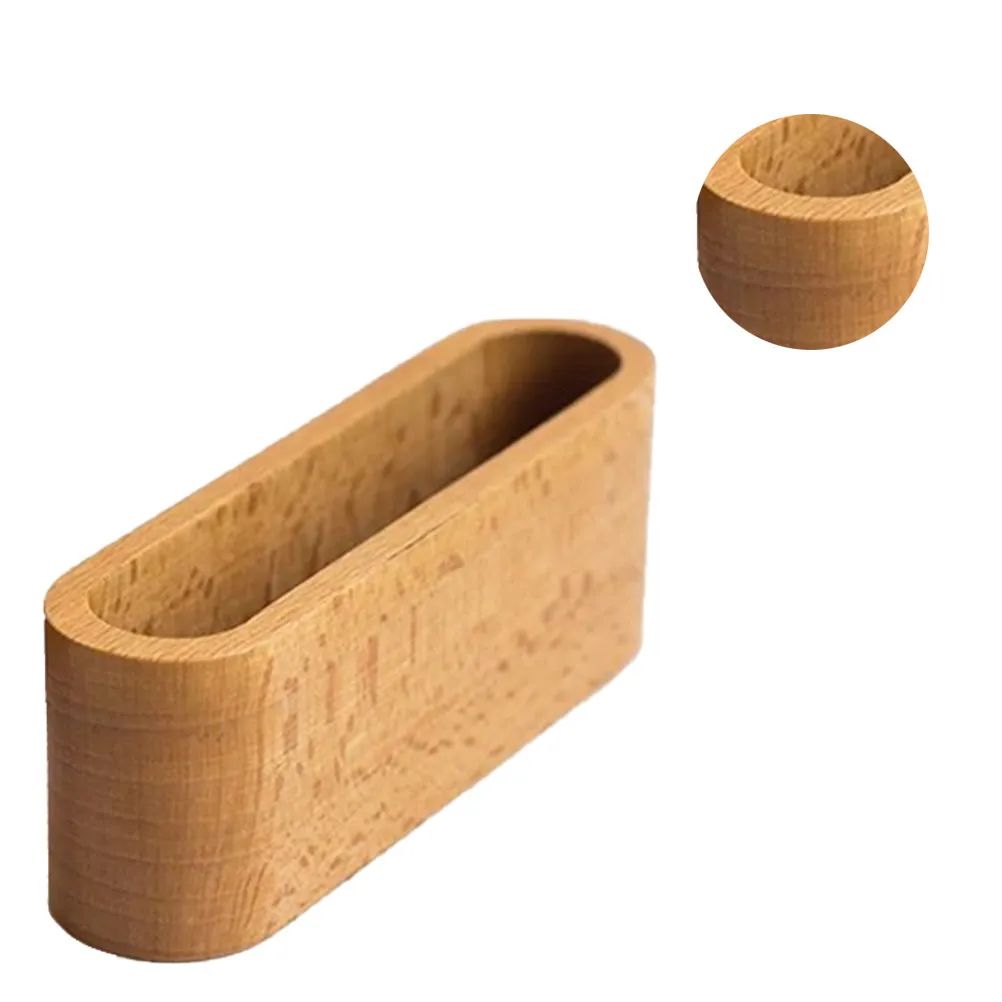 Wooden Desktop Business Card Holder Small Size Simple Elegant Office Organizer Rack Slot Protective Base for Meetings