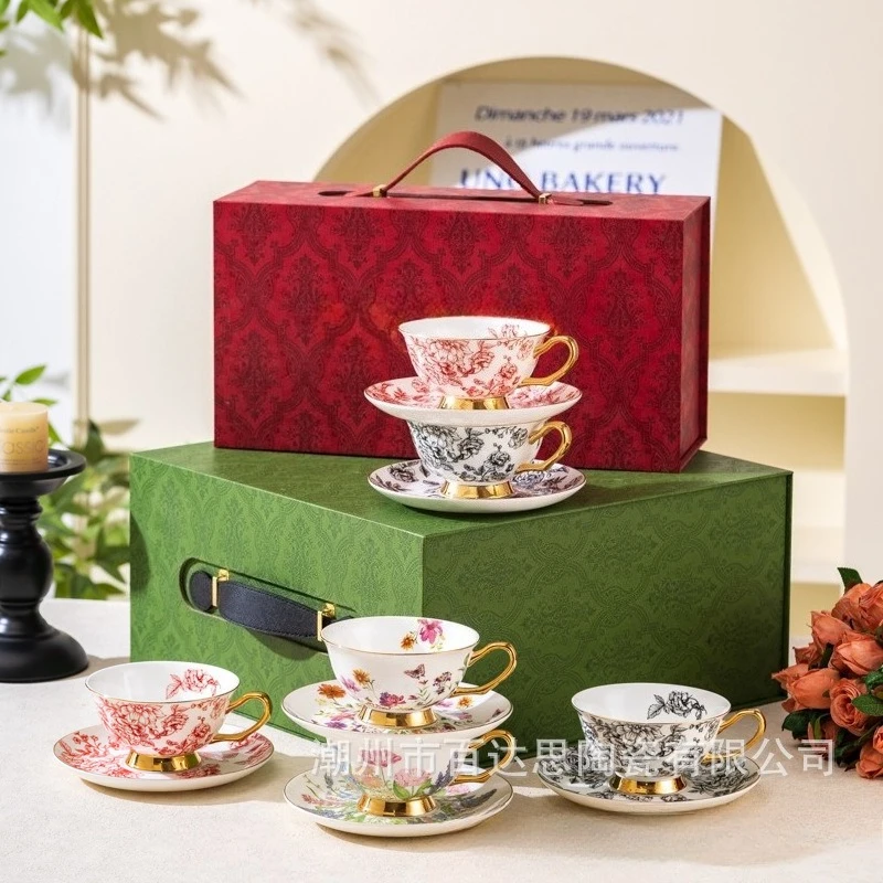 

Retro Ceramic High - Value Bone China European - Style Coffee Cup Sets Afternoon Tea Ware Gift Box Exquisite Tea Cup