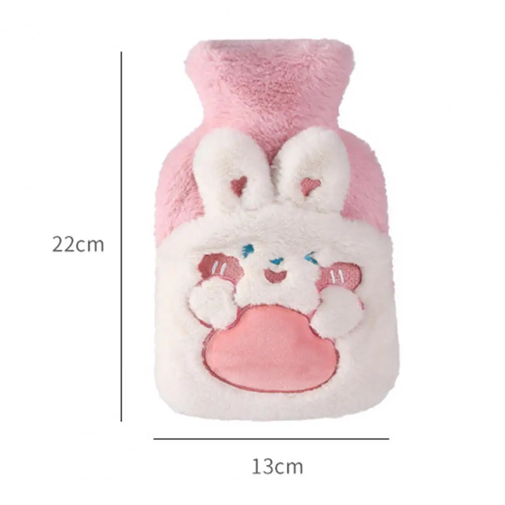 Reusable Winter Warm Heat Hand Warmer Rubber Stress Pain Relief Therapy Hot Water Bottle Bag with Knitted Soft Rabbit Cozy Cover