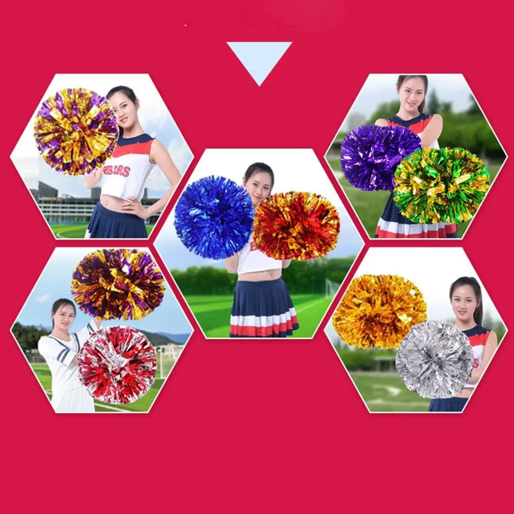 Competition Flower Double hole handle Cheerleader Pom Poms Cheerleading Cheering Ball Club Sport Supplies Dance Party Decorator