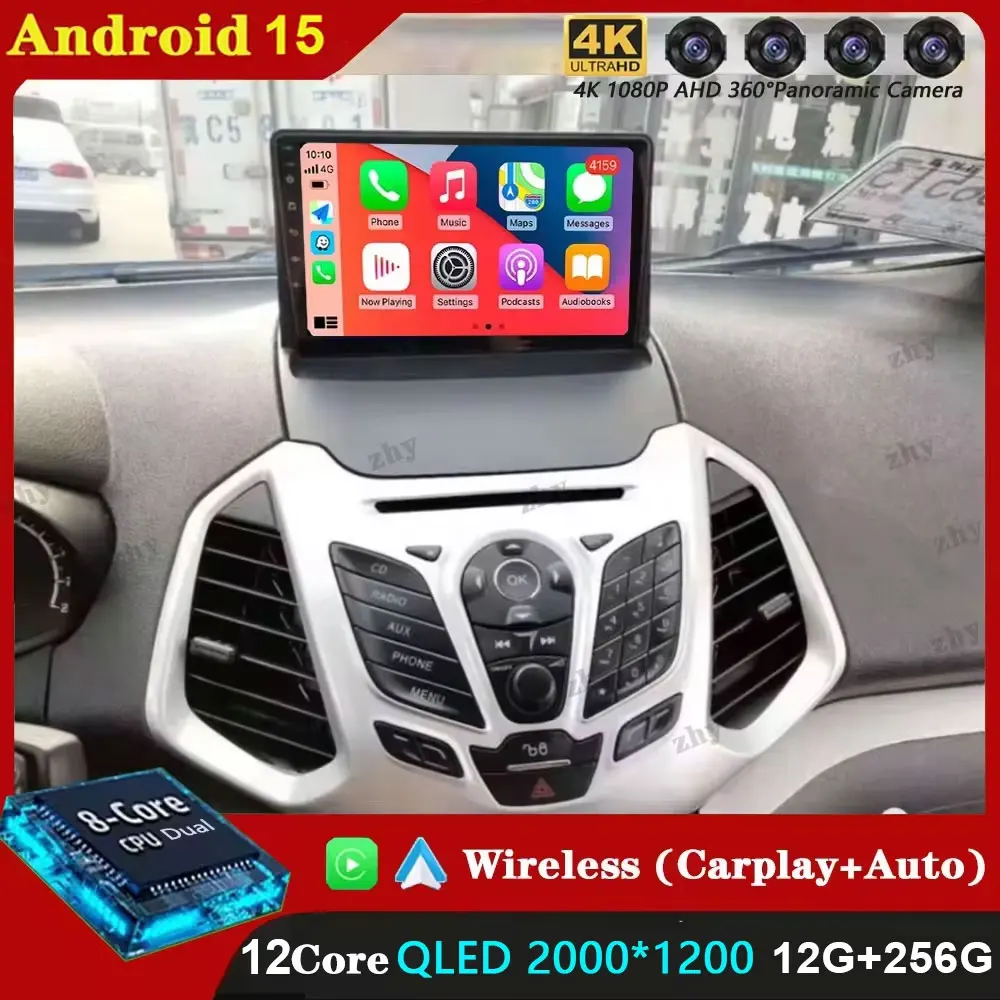 

Android 15 Car Play Monitor For Ford Ecosport 2013 - 2017 Carplay Auto Screen Stereos Multimedia GPS DVD 2Din BT 2K QLED 4G+WIFI