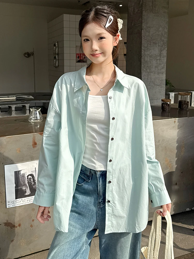 

Laid-ba Sle Long Sve irt Women's Spring Faion Loose Age-defng irt Ele Versatile Outerwear Top