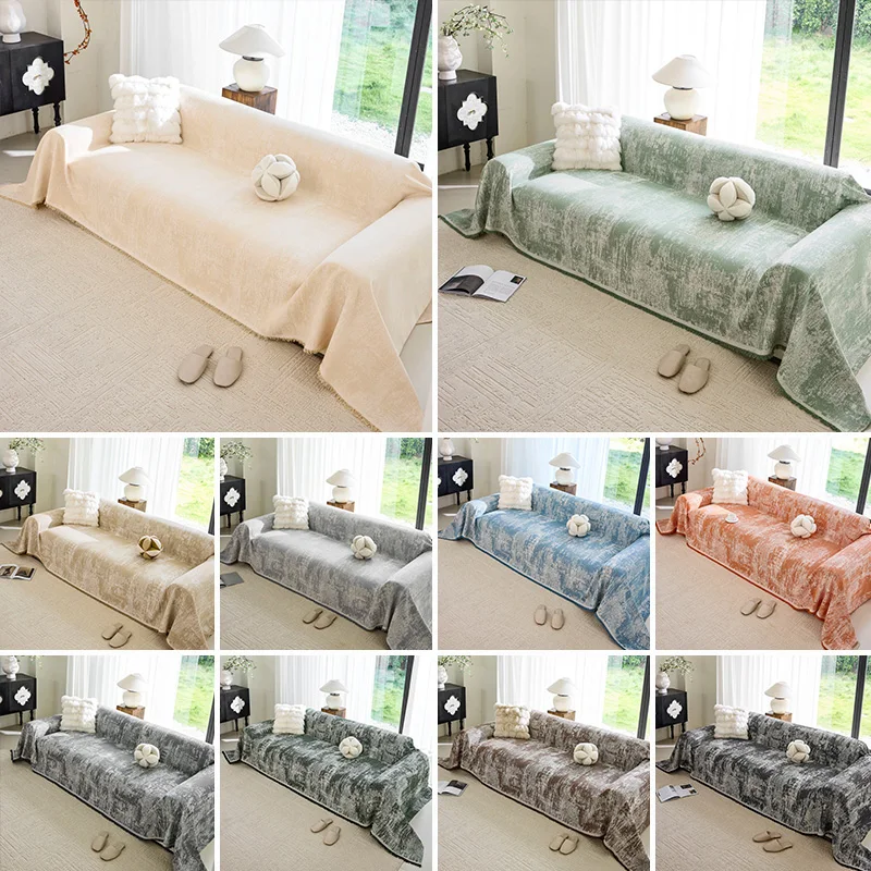 Cotton Linen Sofa Cover 10 Color Patterned Full Coverage Versatile Sofa Pad Blanket High-End Sensation Four Seasons Universal