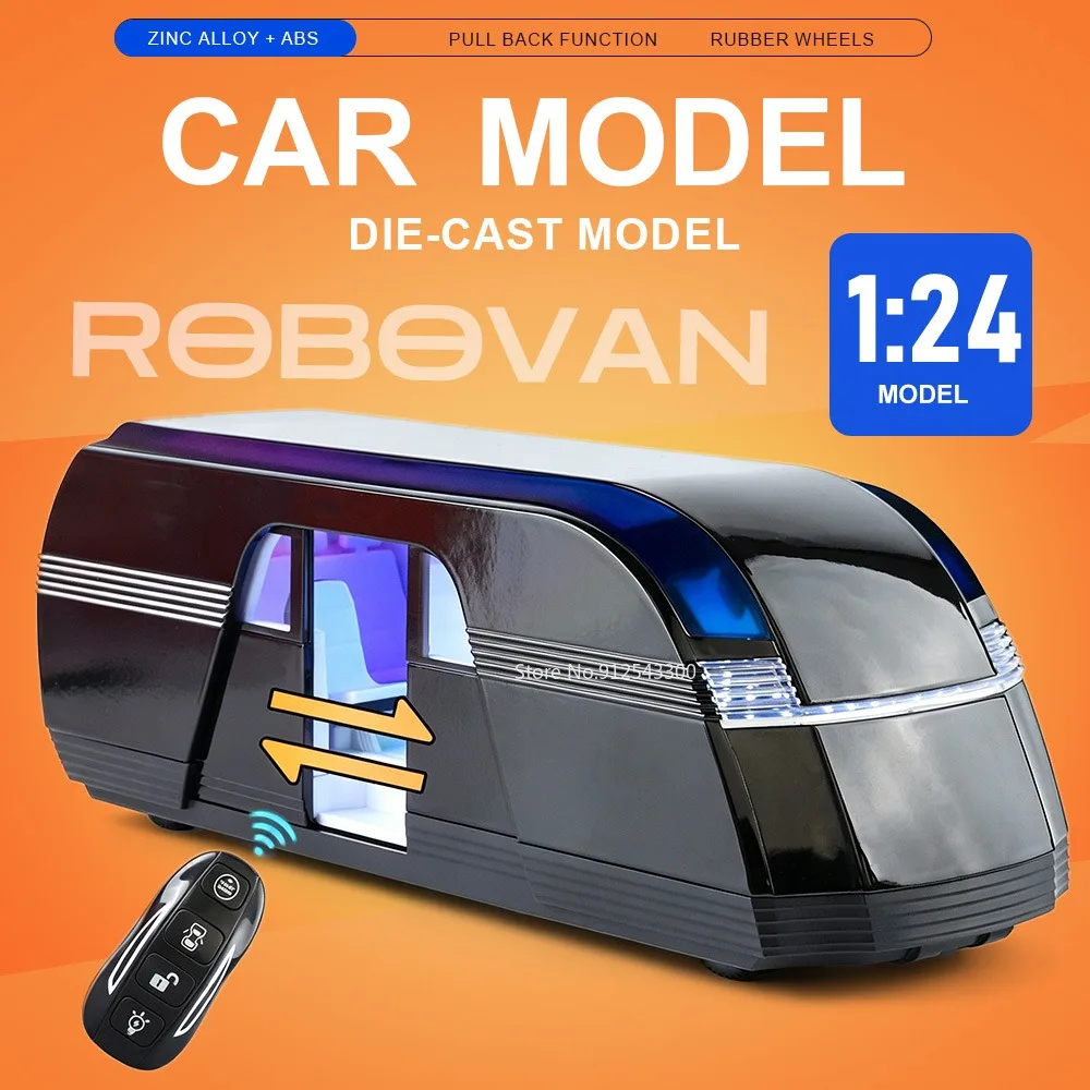 

1:24 Scale Robovan Car Model Toy Alloy Diecast Shock Absorption Models Pull Back Sound Light Vehicle Livingroom Decorations