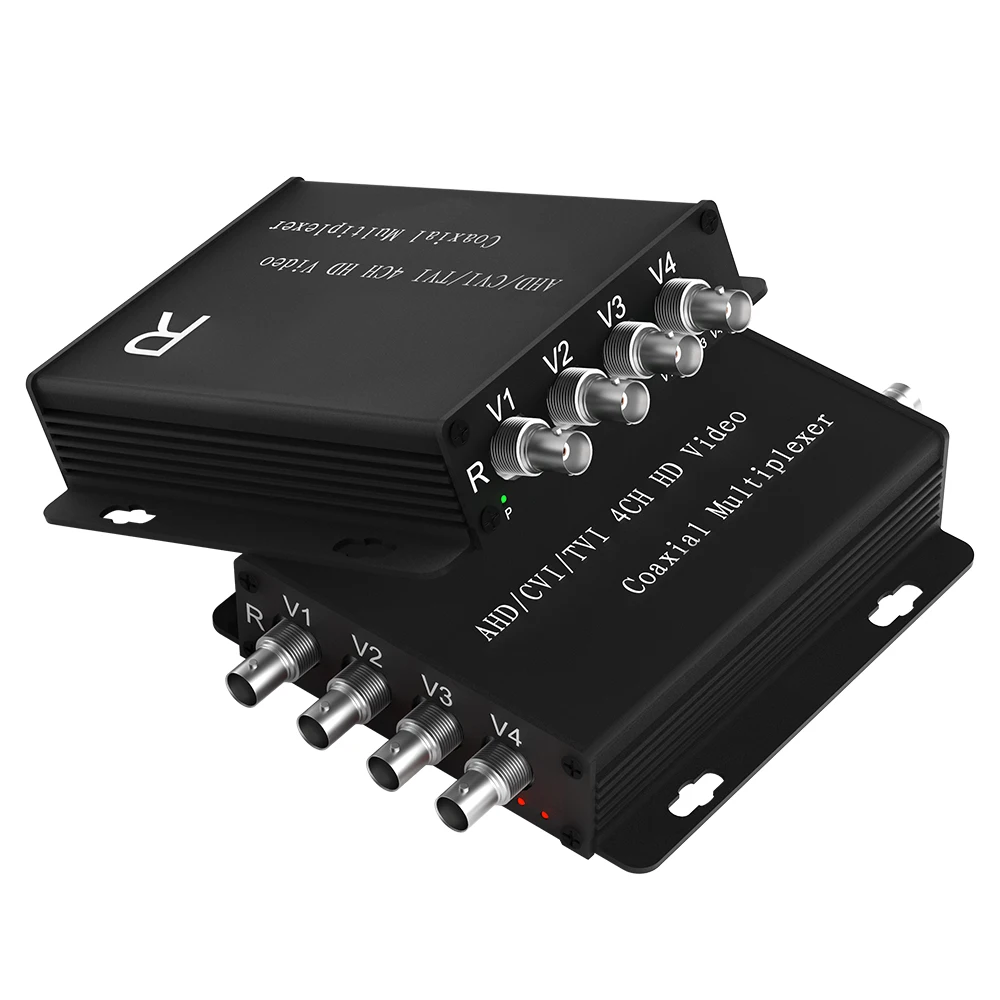 AHD/CVI/TVI Coaxial HD Quad Multiplexer 4CH Video Coaxial Multiplexer 100m Transmission Distance Supports Up to 1080P